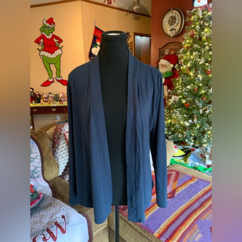 NWT Shiela Rose Elegant Lightweight Navy Open Front Cardigan Size Lg '